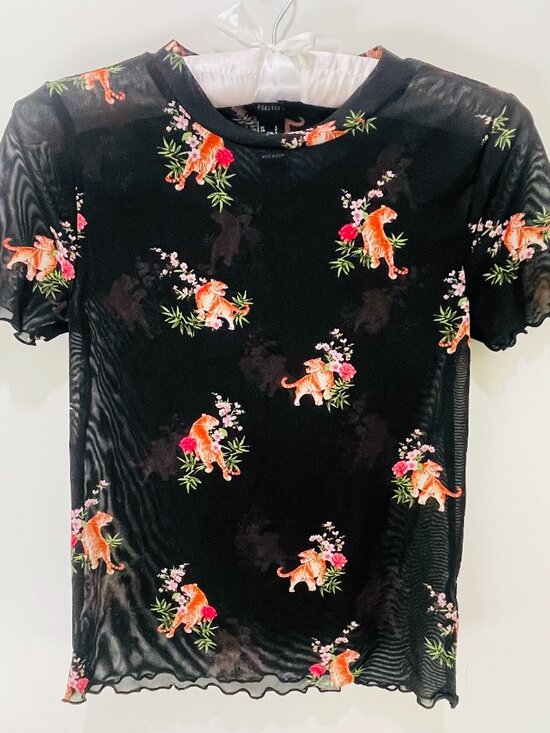 Forever 21 Tops - Tiger Mesh Crop Top